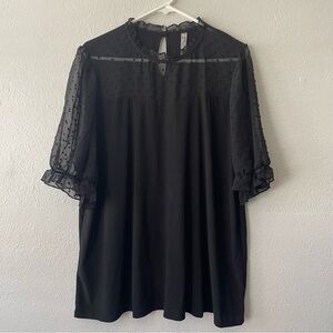 Perseption Women Black Blouse Women’s Size 3X Sheer Lace 3/4 Sleeve Top